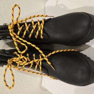 Black Boots with Yellow Laces